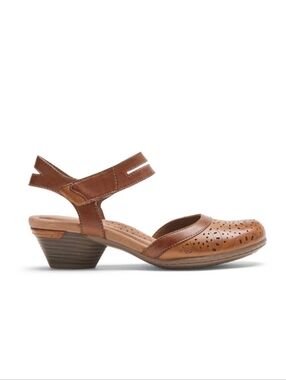 Cobb Hill Laurel Perforated Slingback Mary Jane Shoes Size 8 Brown Leather